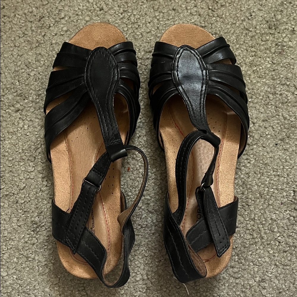 Black Leather Strappy Sandals